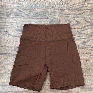High-Rise Women's Brown Leopard-Print Bike Shorts